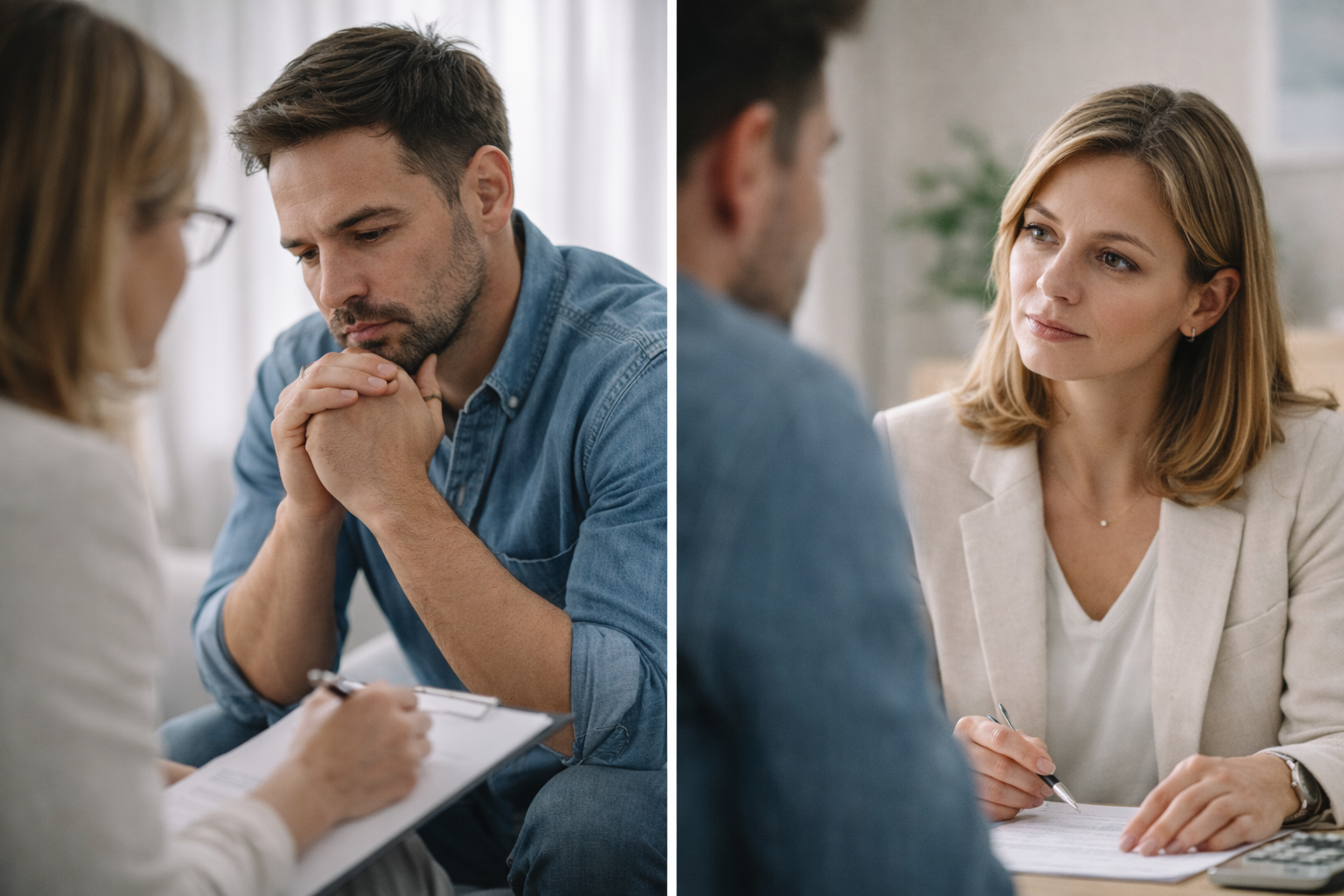 Family mediation session with mediator and two people
